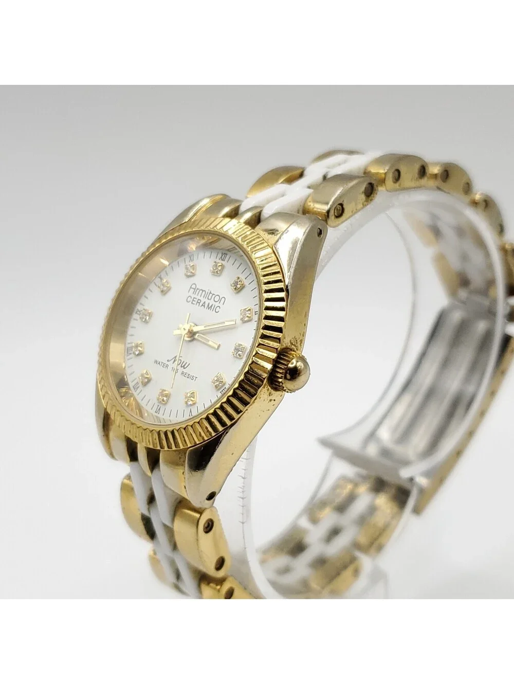 Armitron Now Ceramic Watch Women New Battery Gold-Tone 27mm